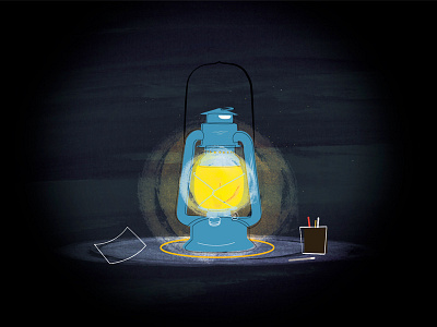 Lamp dark handrawn illustration lamp light