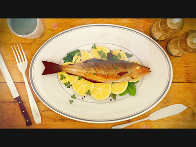 MSC | Ocean To Plate fish illustration lemon motion msc ocean plate set sustainability table textured wood
