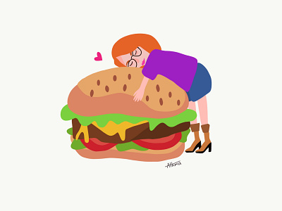 Burger and Me adobe illustrator burger cheese design drawing dribbble illustration lockdown quarantine