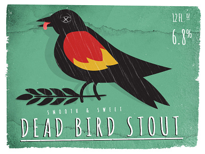 Dead Bird Stout Beer Label beer label bird illustration texture vector