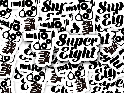 SUPER 8 STICKERS branding camera graphic design icon illustration logo skate stickers super 8 vintage