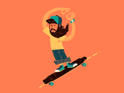 SKATER ILLUSTRATION draw illustration longboard midcentury skater vector