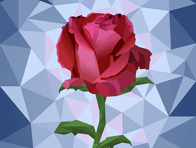 Red rose beauty card cover design farytale girl glass illustration magic poly polygonal polygons red romantic rose valentine