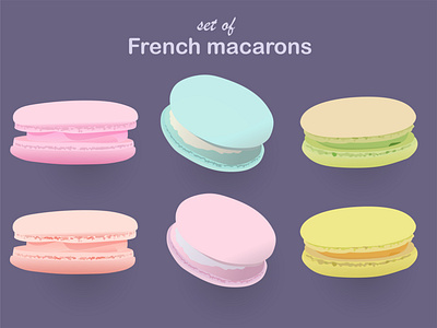 French macarons almond assortment bakery cafeteria cake calories card collection colorful cookie cream delicious dessert food french gastronomy gourmet green illustration isolated