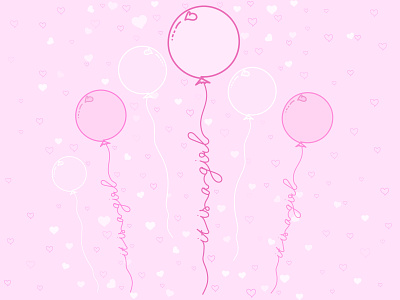 It is a girl baby baloons banner card children design girl greeting holidays illustration kids lettering newborn parents pink quotes shower