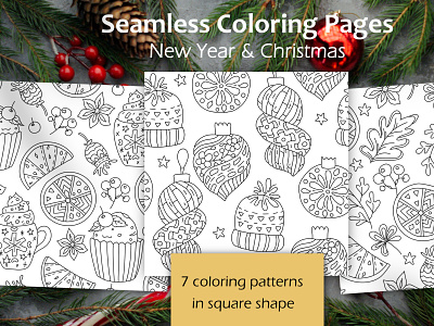 Winter Coloring Pages | Seamless Patterns Christmas & New Years 2022 adult anti stress celebration children christmas coloring book coloring page coloring pages december decoration eve for kids illustration mandalas new years seamless patterns tileable winter xmas
