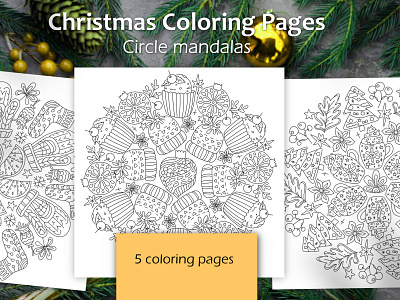 Winter Coloring Pages, Mandalas| Christmas & New Year adult coloring book art christmas circle coloring book coloring page coloring pages design eve festive for adults for children illustration ink kids mandala mandalas new year new years picture to color