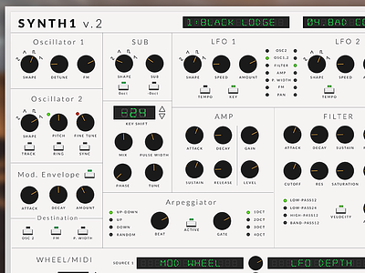 Synth1 Re-design gui illustration music photoshop redesign synth1 ui