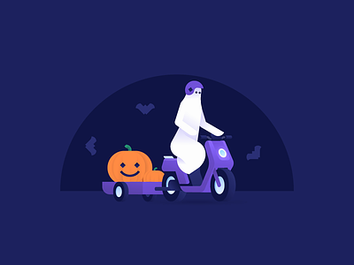 Trick or treat cabify cabifydesign ghost halloween halloween design illustration illustration design mobility moped pumpkin trick or treat