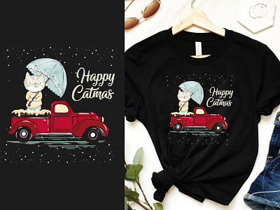 Happy Catmas T-shirt Design cat clothing brand clothing design illustration shirt design shirt mockup shirtdesign tshirtdesign