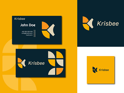 Krisbee Logo and Business card Design business card icon letter lettering lettermark logo logo designer logodesign logos minimal minimalist logo modern modern logo simple logo