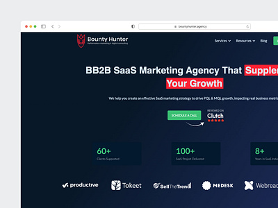 Bounty Hunter SaaS Marketing Agency Home Page