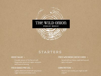 Menu for The Wild Onion