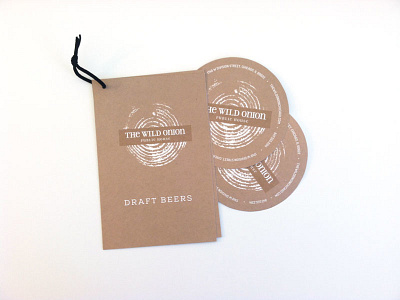 The Wild Onion Beer Menu + Coasters coaster kraft paper menu restaurant