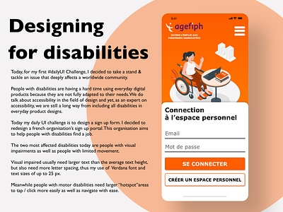 Friendly sign up page for people with disabilities @accessibility @daily ui design disabilities disability france french illustration paris typography ui ux uxdesign uxui