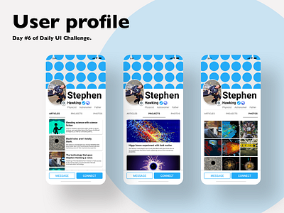 Stephen Hawking's Profile @accessibility @daily ui dailyui disability ui ux uxdesign uxui