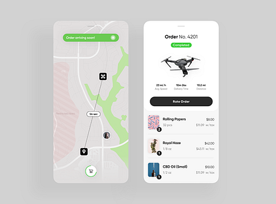 Cannabis delivery app - Vol. 2 app app design cannabis delivery drone ecommerce map minimal mobile service simple ui uidesign ux ux design weed