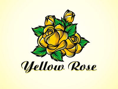 Yellow rose design illustration logo vector