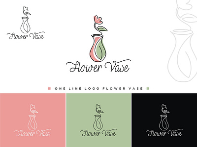 flower vase design icon illustration logo typography vector