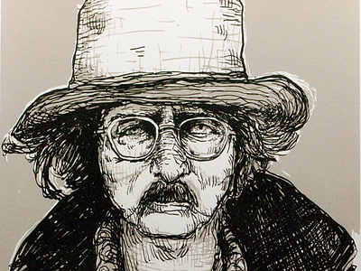 HEADS #4 Richard Brautigan art author drawing illustration portrait richard brautigan screen print