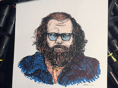 Allen Ginsberg Print art digital illustration drawing hand colored illustration portrait screen print