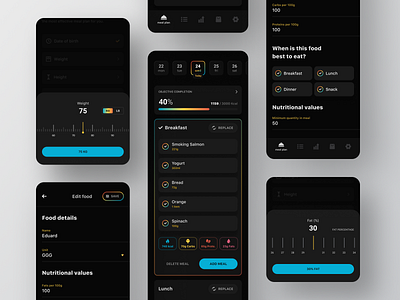 Fitness&Nutrition app app dark ui fitness gym health ios lifestyle mobile app nutrition sport sport app training ui ui design ux ux design wellbeing workout