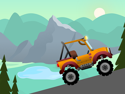Trip with Jeep illustration trip vector