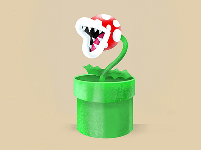 Piranha Plant Super Mario design game gamers games graphic design illustration krita mariobros mariokart nintendo piranha plant supermario