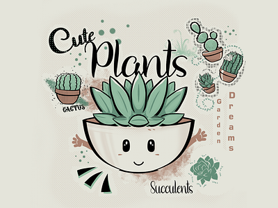 Cute Plants cactus cactus illustration cute design flower fofo graphic design green illustration ilustração krita nature nature art plantas plants succulent trip verde wacom wacom intuos