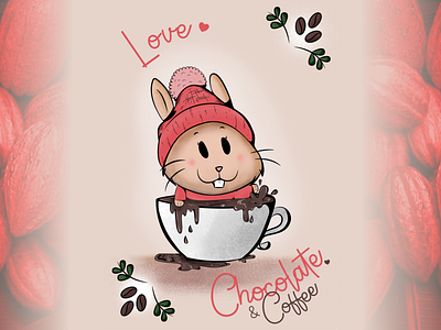 Love Chocolate & Coffee affinity animal cacau café chocolate coffe cup cute design graphic design illustration kawaii pet rabbit wacom intuos