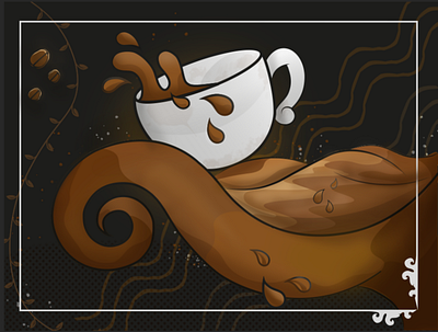 Funny Coffee brown coffee design funny illustration ilustrator lovers moviment photoshop wacom intuos