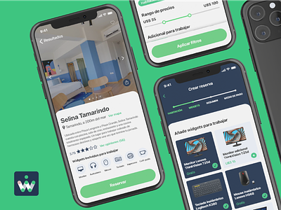 Workation | Hotel + Coworking Booking App ✈️ acommodation app booking computer coworking design hotel mobile travel ui ux web work