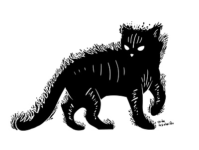 Michifuf of the dark purr adobe photoshop black black and white cat cats characterdesign dark darkness fire ghost illustration ink inking shadow shadows white
