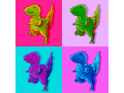 Real T-Rex have feathers. adobe photoshop characterdesign colorful dinosaur illustration pop