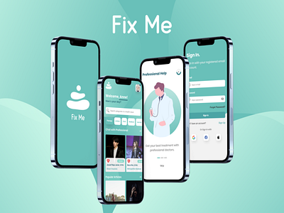 Fix Me App - Mental Health UI Design Explore branding design illustration logo ui uiux design ux