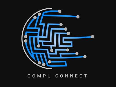 Circuit Style Logo Design compu compu connect computer connect curcuit design electronic illustration logo pcb tech technology vector website