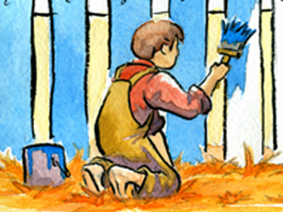 Fencing Off - Detail editorial illustration watercolour