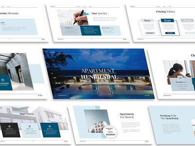 Apartement Henrilsdal Powerpoint Template accomodation apartement corporate creative hotel lobby luxury minimal motel real estate rooms