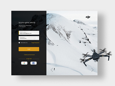 Login Page - DJI branding challenge design login page ui ux