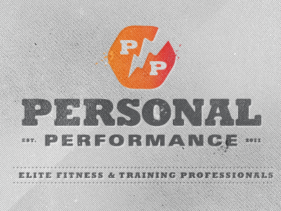 Fitness Professionals bolt distressed gray logo orange texture wip