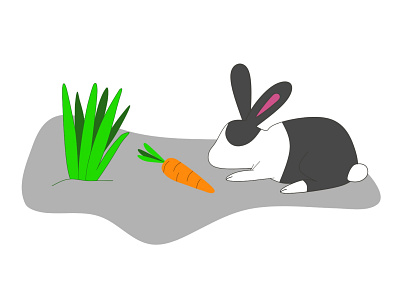 Bunny in the garden character cute animal design illustration