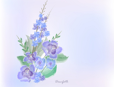 Purple & blue flowers flowers illustration watercolor