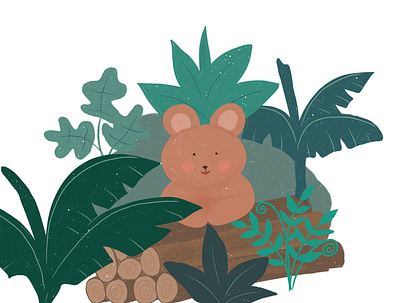 Bear character childrens illustration cute animal floral illustration