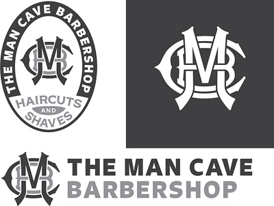The Man Cave Barbershop barbershop logo man cave monogram