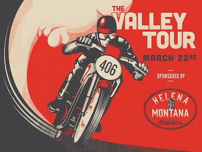 Motorcycle Valley Tour cycle halftone helena montana motorcycle postcard tour