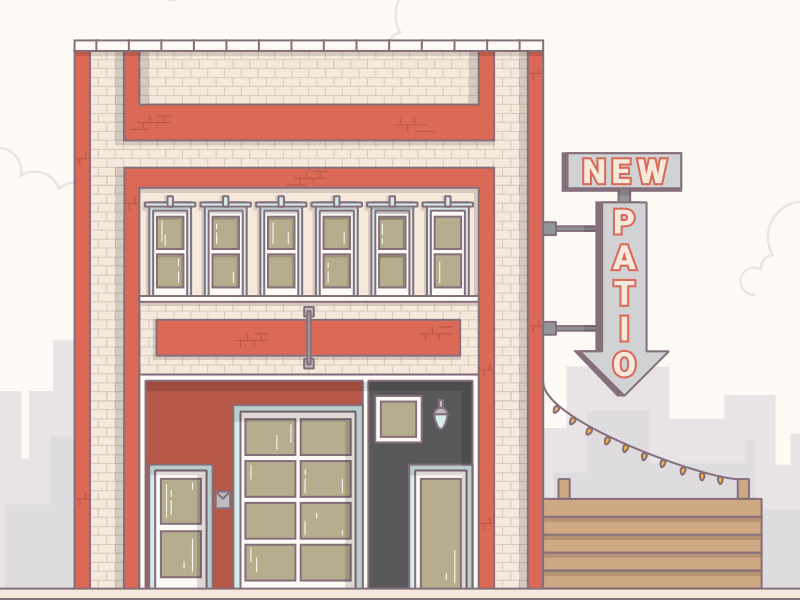 Border Brewing New Patio skyline brick building patio new brewing border