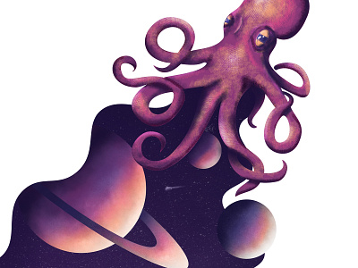 Space Octopus illustration ink octopus space