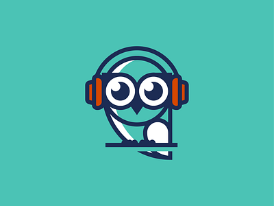 headphone owl adobe adobe illustrator branding cartoon design icon identity logo modern vector