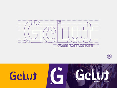 GeLut Bottle Store branding design flat logo purple simple