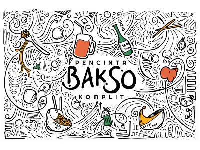 Bakso in Color art artist branding design doodle doodleart draw drawing flat food logo